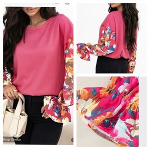 Floral Sleeve Pink Top